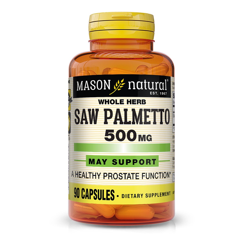 MASON NATURAL Saw Palmetto 500 mg, stöder prostata hälsa och urinfunktion, 90 kapslar