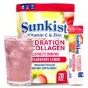 Frozen Bean Sunkist Collagen Drink Mix - Hydration Strawberry Lemon Electrolyte Drink för kvinnor med vitamin C, Zink, Collagen Peptides, Naturligt smaksatt - 20 Pack