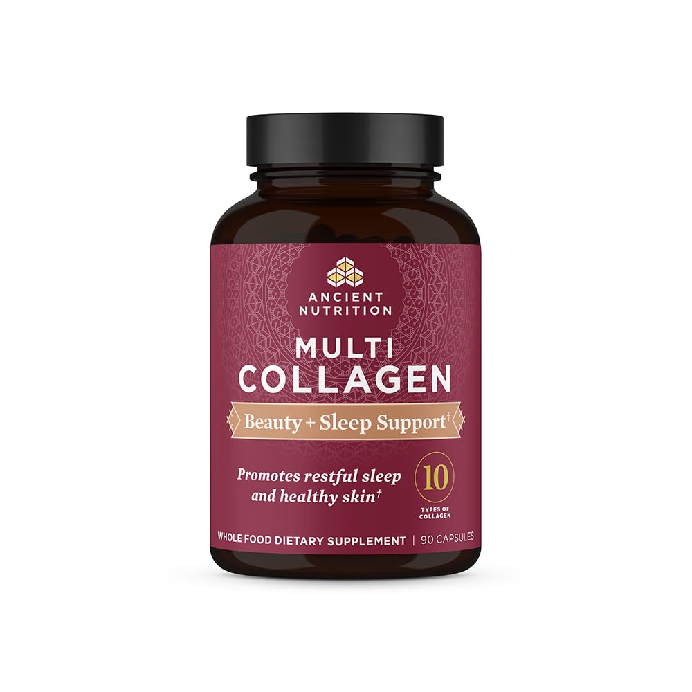 Forntida näringskollagen piller för hår, hud och naglar, skönhet + Sleep 90 Ct, Collagen Supplement + Magnesium, stöder hud och naglar, sömn, Paleo och Keto Friendly, Gluten Free