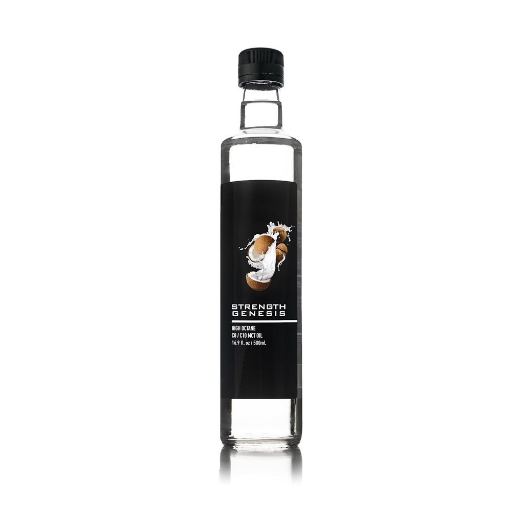 Premium MCT Oil High Octane C8 C10 MCT Oil 500ML BPA Free Glass Bottle | Best MCT Keto Coffee, Tea, Smoothies | Pure MCT Coconut Oil 60% C8 40% C10 Non-GMO Coconuts Gluten Free Unflavored