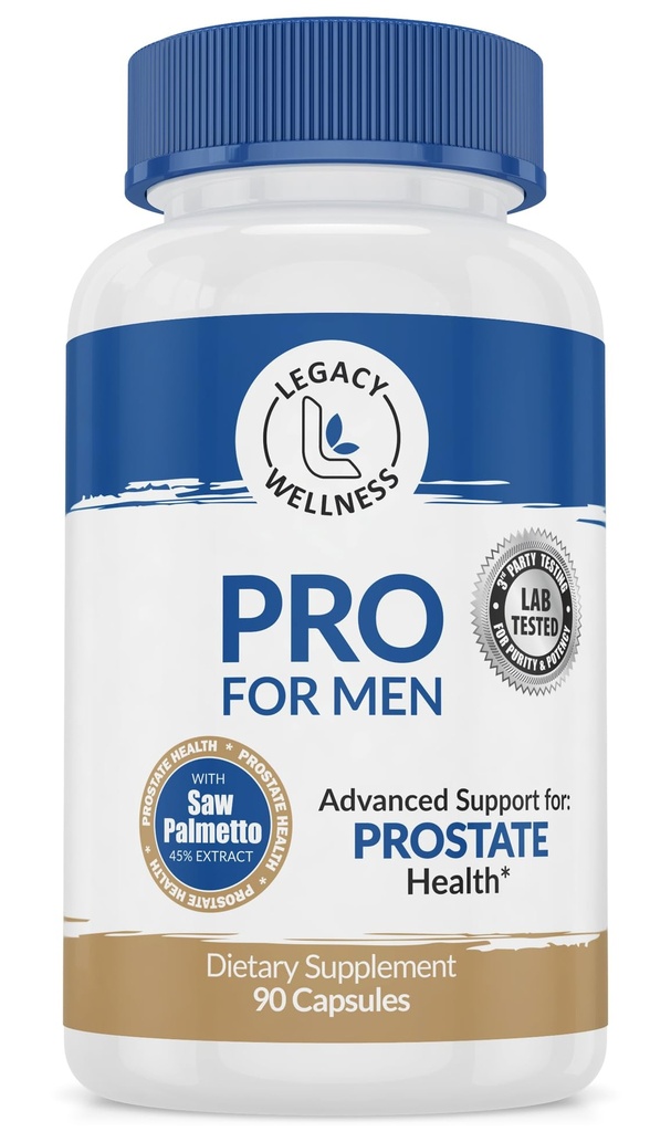 PRO Prostate Health Supplements För Män med Saw Palmetto, Beta Sitosterol + Stöder Hälsosamt Urination & Flow, Minskar Urges & Badrum Trips Så att Du kan sova bra + DHT-blockerare, 90 kapslar