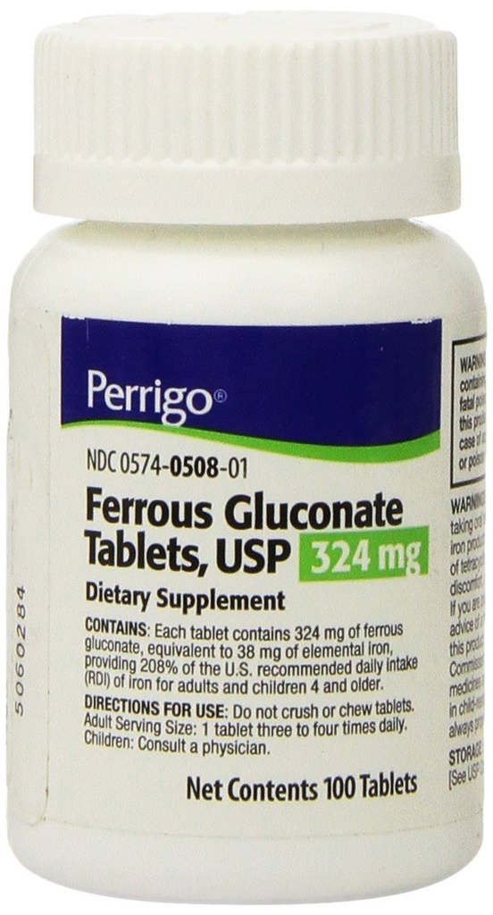Ferrous Gluconate tabletter, 324mg, 100 greve
