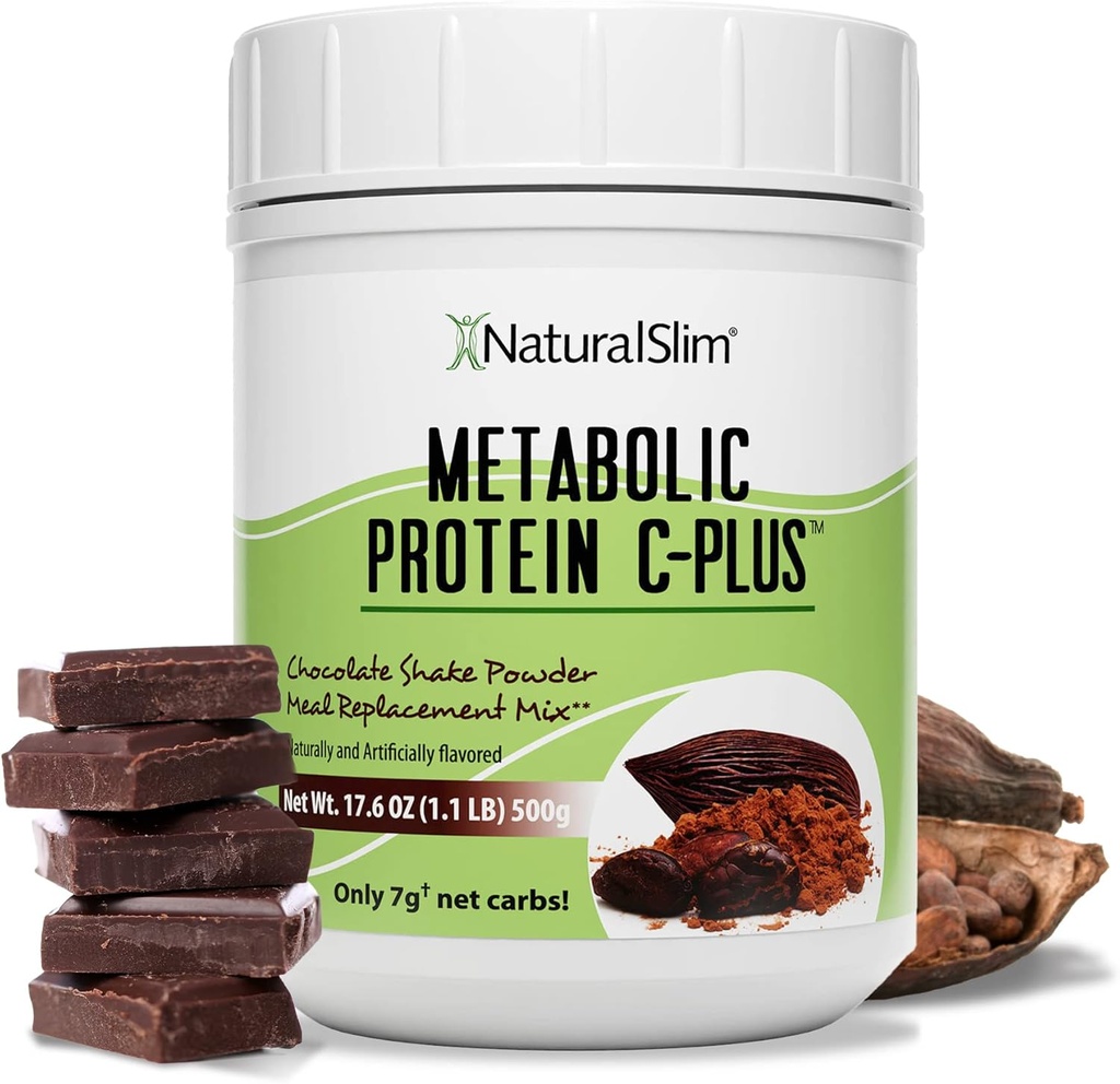 NaturalSlim Proteinpulver med vitaminer och mineraler Metabolic C-Plus - Meal Replacement Powder Fortified med vitamin C, Zink & Amino Acid - Chocolate Protein Powder 10 Servings 1.1 lb.