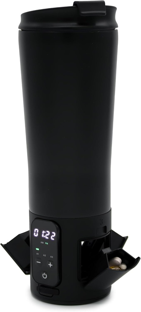 e-Pill Smart 12,5 oz rostfritt stål Tumbler Water Bottle Pill Organizer och Medicine Reminder