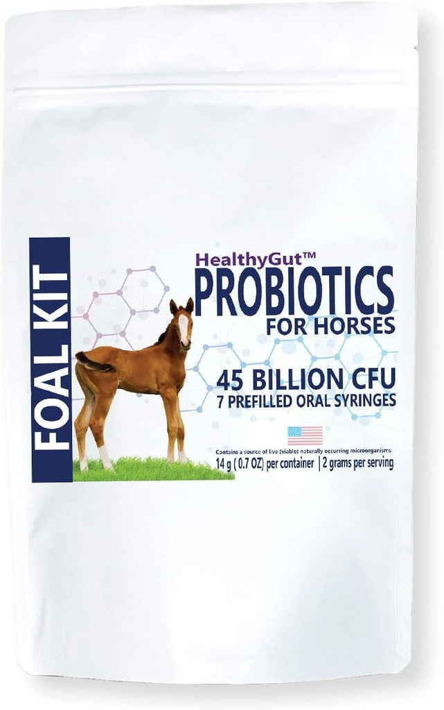 HealthyGut Foal Kit för hästar kosttillskott, naturlig formel (14 g)