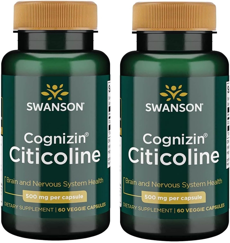 Swanson Cognizin Citicoline 1000 Milligram 60 Veg Capsules (2 Pack)