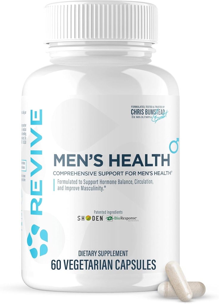 Revive MD DIM Supplement for Men – Supports Hormone Balance, Male Sexual & Prostate Health – Healthy Testosterone & Estrogen Levels with Ashwagandha & Green Tea (60 Vegetarian Capsules, 30 Servings)