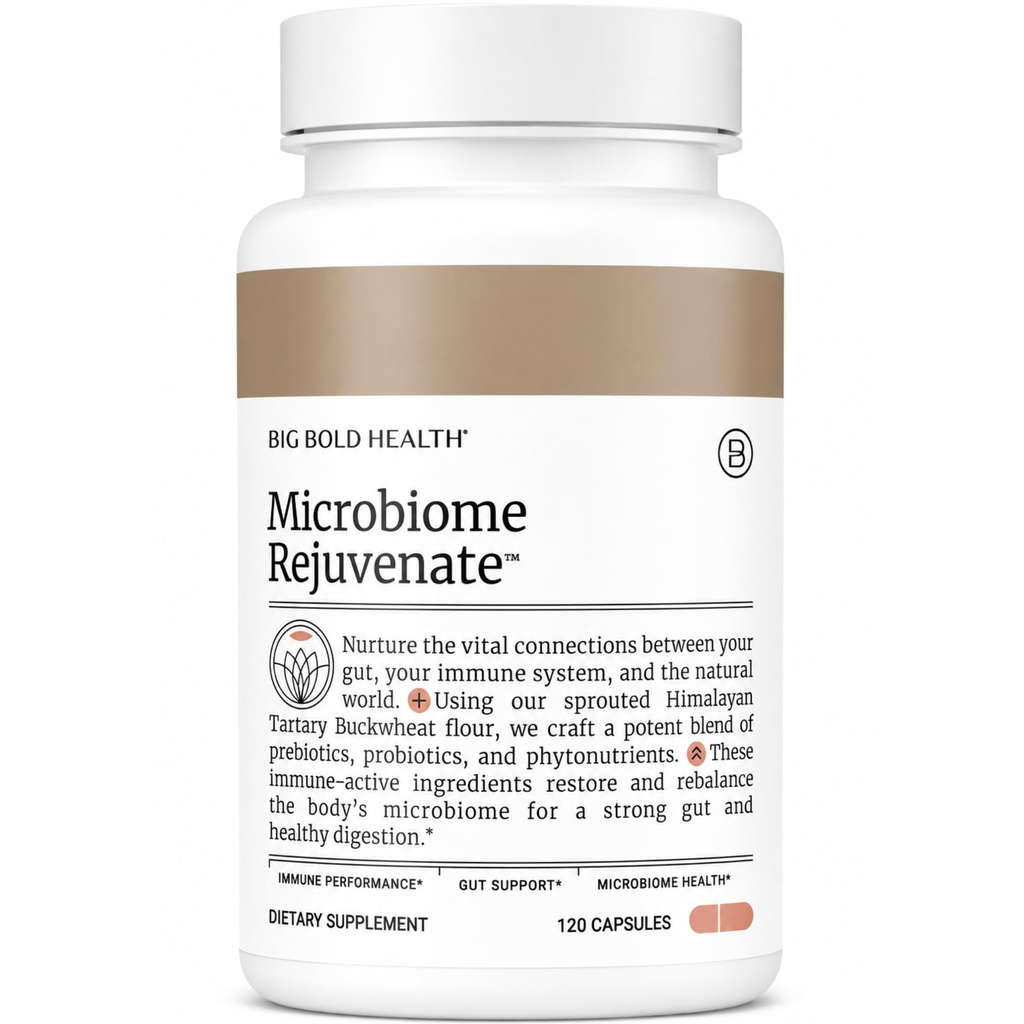 BIG BOLD HEALTH Microbiome Rejuvenate Prebiotic + Probiotic Supplement för Gut Health & Immune System Support - med Immune-Active Himalayan Tartary Buckwheat - Gluten-Free (120 Vegetariska kapslar)