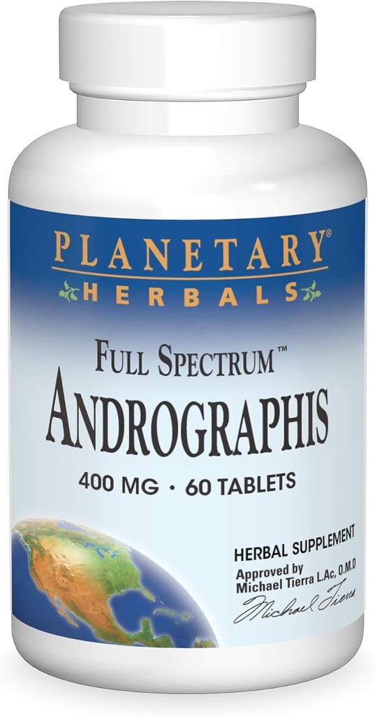 Planetära växtbaserade Fullspektrum Andrographis 400mg - Ayurvedisk ört - 60 tabletter