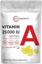 Micro Ingredients Maximal Strength Vitamin A 25000 IE | 500 Softgels med kokosolja för bättre absorption | Vitaminer för vision, tillväxt och reproduktion | Icke-GMO, lätt att svälja