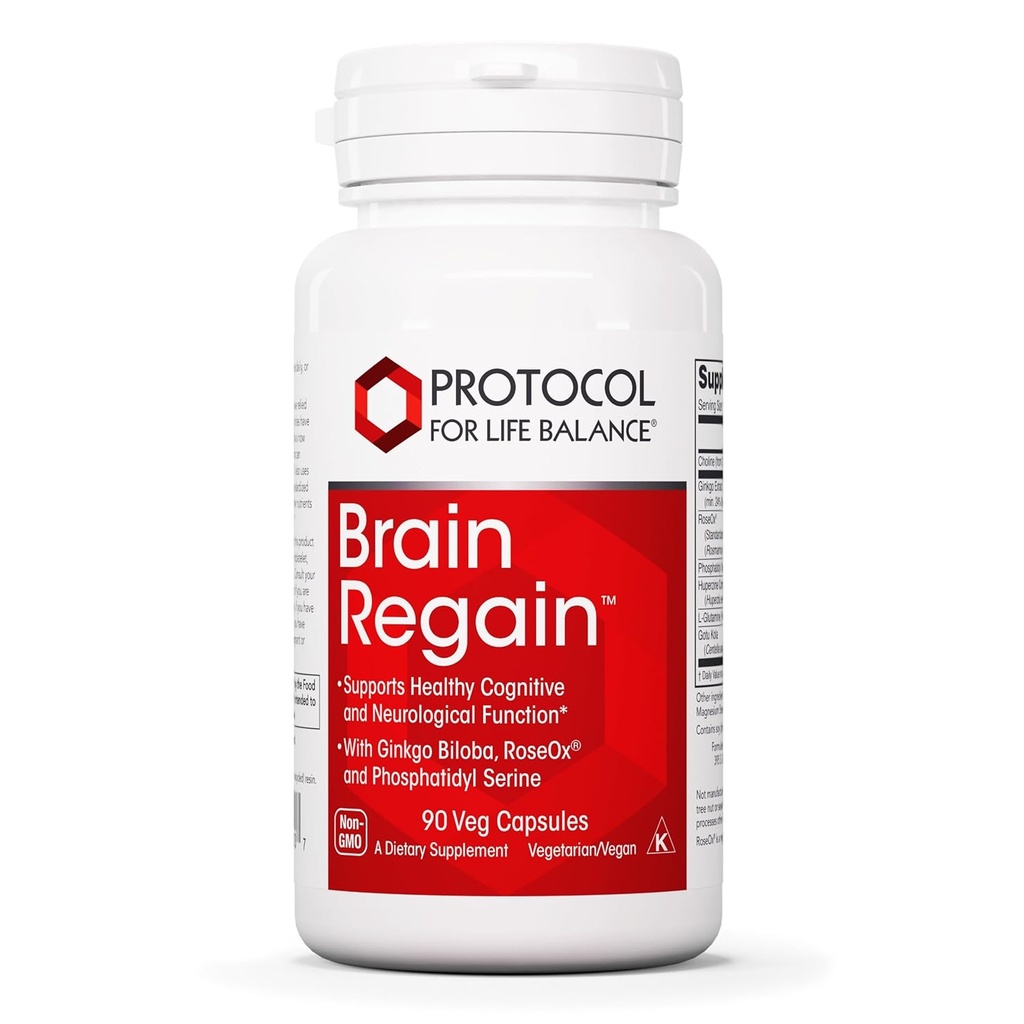 Protocol Brain Regain - Brain Support * - med Phosphatidylserin - Hjärnhälsotillskott * - Vaskulär hälsa - 90 Veg Caps