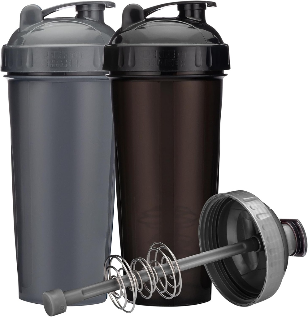 28-årig Shaker Bottle | Protein Shaker Bottle med Action-Rod Wire Mixer | Shaker Cups är BPA Free och Dishwasher Safe | Black & Gray