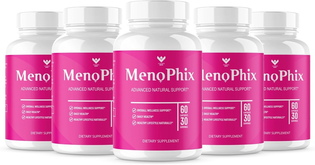 (5 PACK) MenoPhix Menopause Natural Support Capsules - Meno Phix Supplement, Meno Phix Menopause, MenoPhix Supplements for Women Natural Support, MenoPhix Recensioner (300 kapslar) 5 månaders leverans