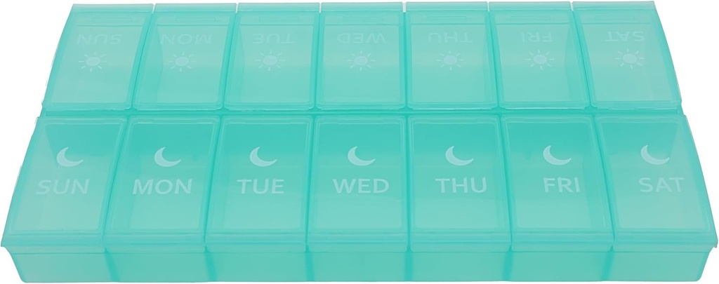 7 Day Weekly Pill AM PM Organizer, ShysTech Large Pill Case Pill Box 2 Time A Day for Pills/Medication/Supplements/Vitamin (Grönt)