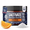 Zero Sugar Electrolyte Powder | Salty Orange Hydration (med Stevia) | High Sodium Potassium Magnesium Electrolytes för fasta, POTS, Sweat Recovery | Gör 45 portioner av 32 Fl Oz | Made in USA
