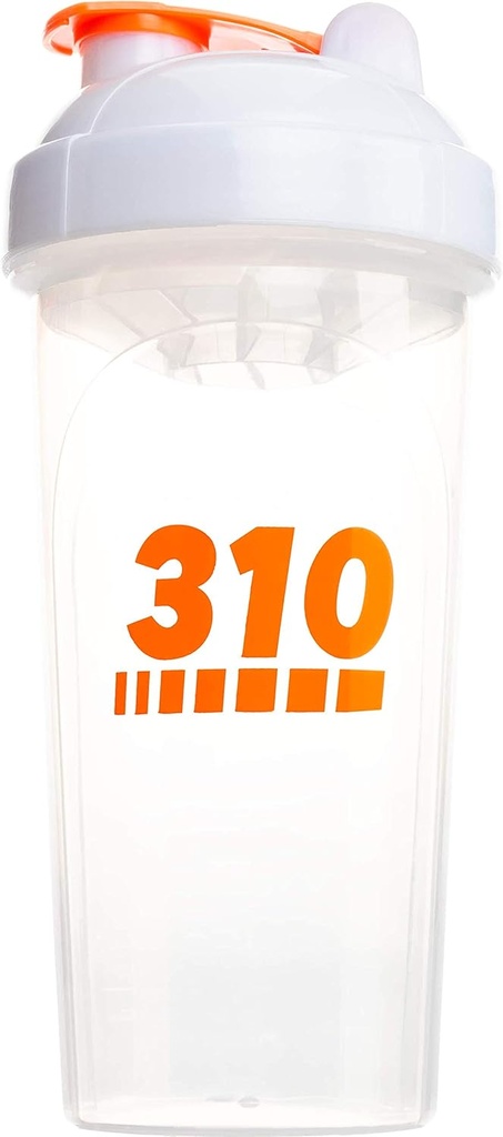 310 Nutrition Protein Shaker Bottle Meal Replacement Blender Cup för blandning av proteinpulver, Lemonade Mix och Pre Workout (Clear w / White Lid)