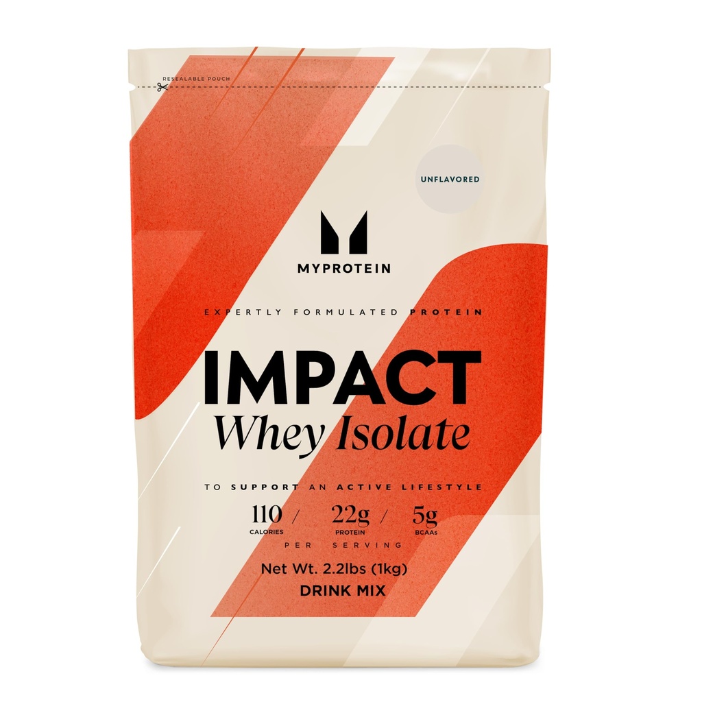 Myprotein Impact Whey Protein Isolate, 2.2 Lbs (40 portioner) Osmakad, 22g Protein, 3.5g Glutamin & 4.5g BCAA Per Servering, Shake för muskelstyrka och återhämtning