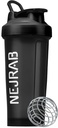 Protien Shaker Bottle med Wire Whisk Ball, Blender Bottles för Protien Mixes, Protein Shaker Cup, 28-Ounce, Protein Shaker Bottle, Protein Shake Bottle (Black), Medium, NJB 28-Oz