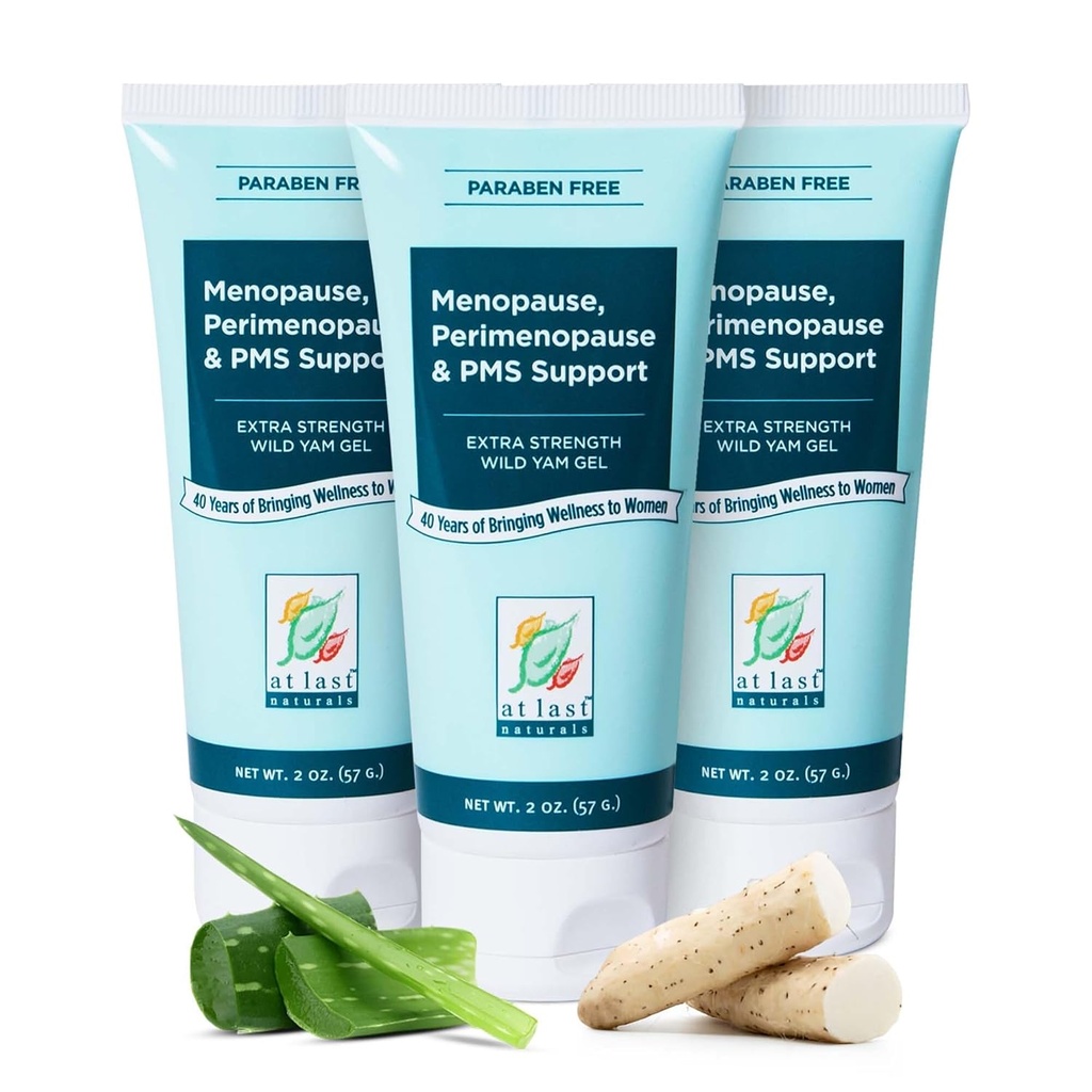 Vid Last Naturals Wild Yam Gel Extra Strength Menopause Relief, Perimenopause Support och PMS Relief, kan hjälpa till att naturligt minska Hot Flashes (2 oz, 3 Pack)