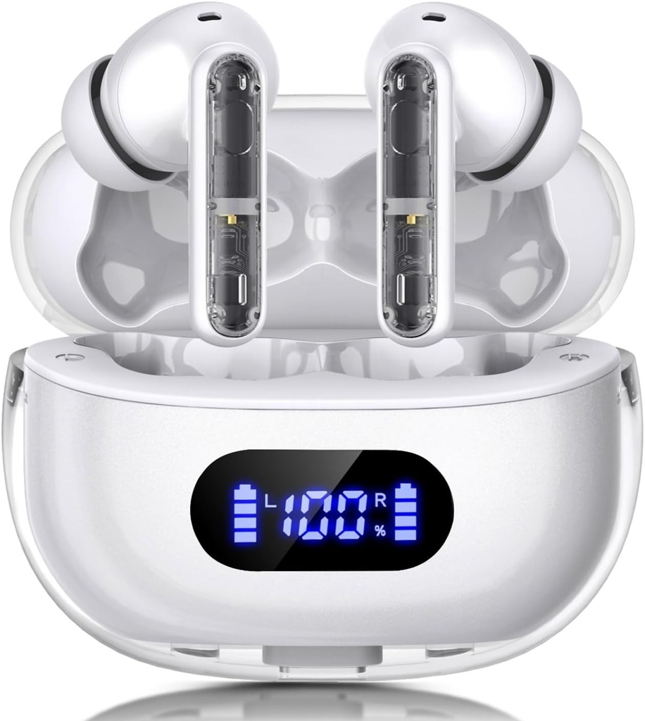 Trådlösa öronproppar P1 PRO, hörlurar Trådlösa Bluetooth-hörlurar med Clear Call Mics Ear Buds, Comfortable Fit, IPX7 Waterproof Headset Long Battery Life, 30H Playtime för Sports Workout