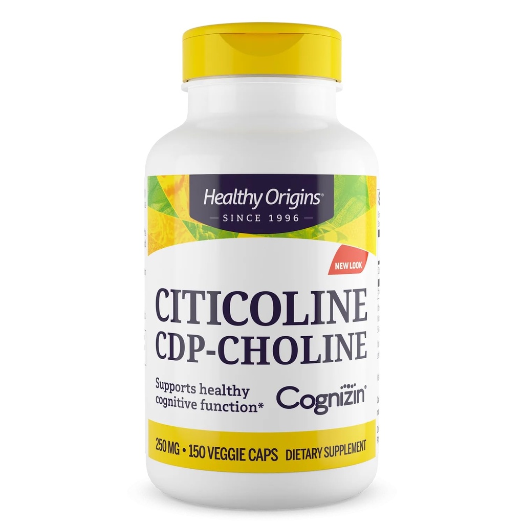 Healthy Origins Cognizin (Citicoline), 250 mg - Brain Supplement för minne med Citicoline CDP Choline - Non-GMO, Vegan & Gluten-Free Supplement - 150 Veggie Capsules