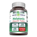Fantastiska formler Melatonin Chewable Supplement | 5 Mg Per Servering | 250 tabletter | Icke-GMO | Glutenfri | Tillverkad i USA (Strawberry)