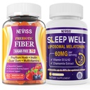 NEVISS Prebiotic Fiber 7G Gummies för vuxna + Melatonin 60mg för vuxna Bundle