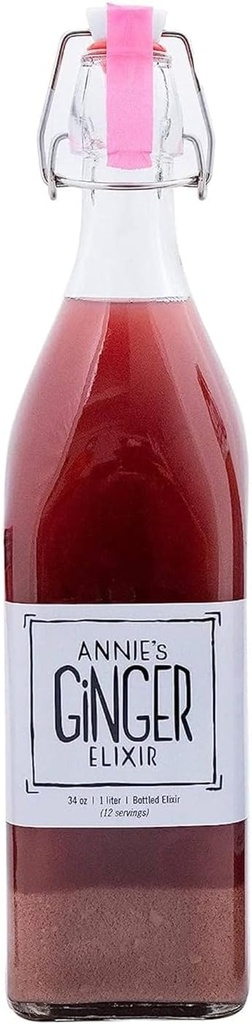 Annies Ginger Elixir, 34oz 2-Pack, ren naturlig organisk Tonic Ginger Shot, Digestive Cleanse Boosts Immune Defense, Daily Gut Health and Wellness, Non-GMO Beverage