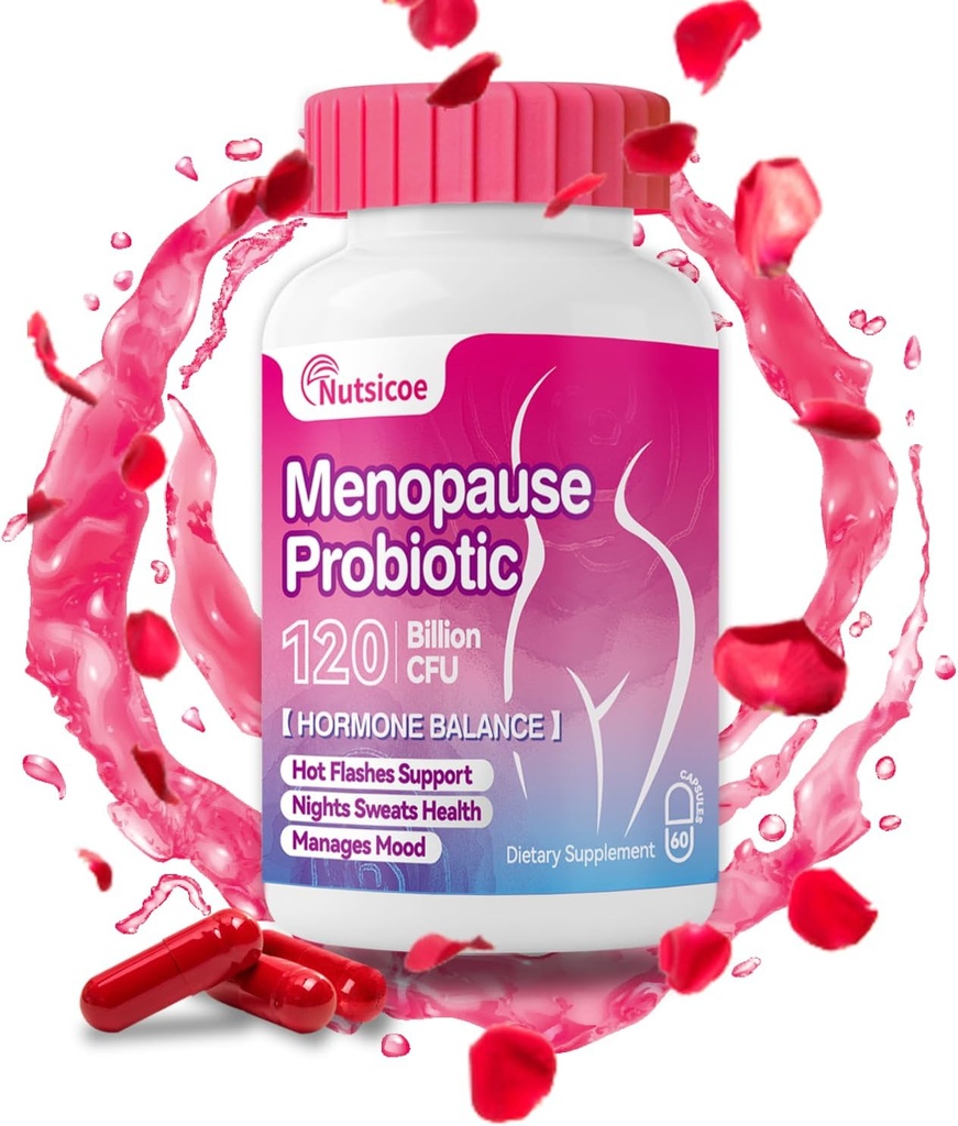 Women's Menopause Supplement - 120 Billion CFU Women's Probiotics for pH Balance - All-Natural Probiotics for Hot Flashes, Night Sweats, Mood Swings & Hormone Balance - 60 Capsules