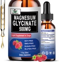Magnesium Glycinate 500mg, Liquid Magnesium Glycinate Drops 6X High Absorption för ben, sömn, Leg Cramps & Immune Support, Vegan, icke-GMO, Gluten-Free | 30 portioner