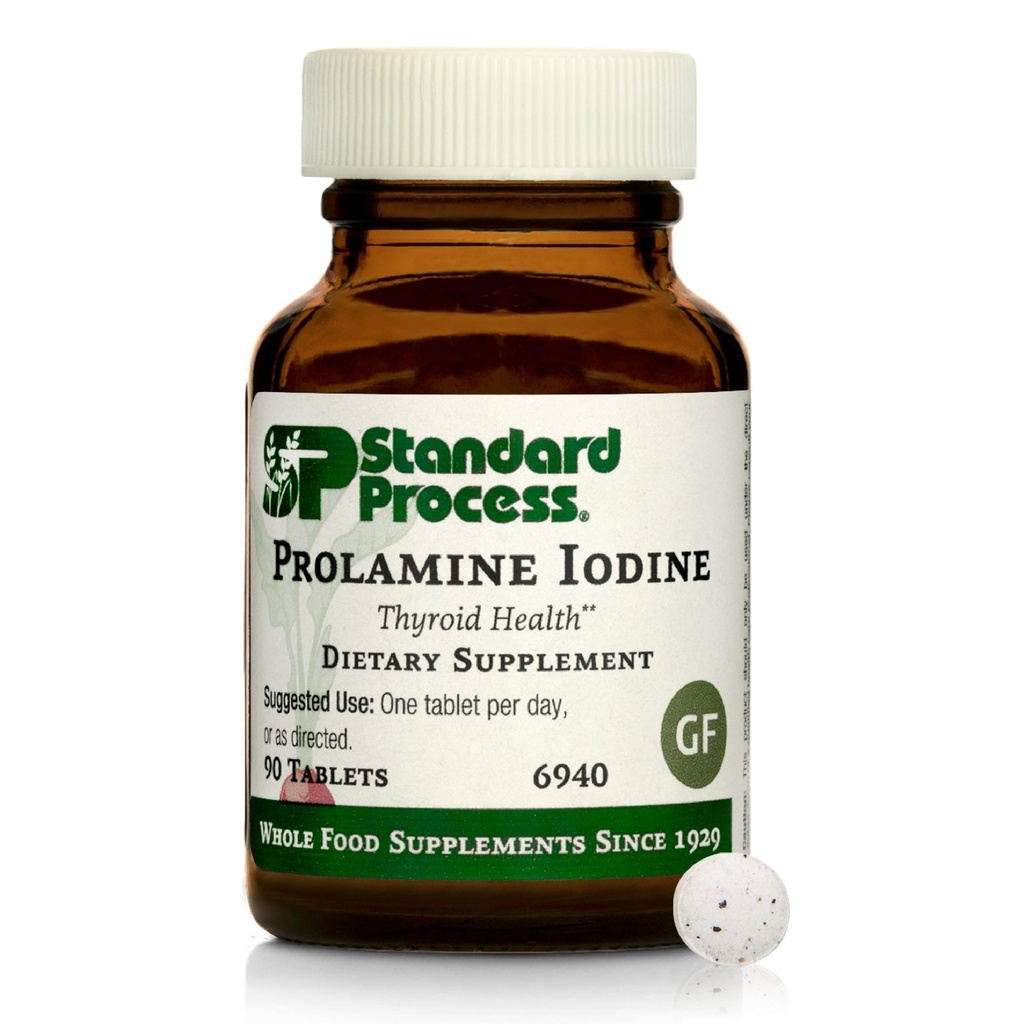 Standard Process Prolamine Iodine - Thyroid Health Supplement - Essential Endocrine Support med jod - Glutenfri, icke-mejeri, och icke-soy - 90 tabletter (90 portioner)