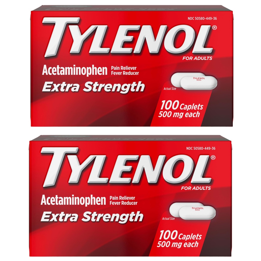 Tylenol Extra Strength Pain Reliever och Fever Reducer Caplets, 500 mg Acetaminophen, smärtlindring piller för huvudvärk, Backache, Toothache och mindre artrit smärtlindring, 200 greve