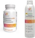 vH väsentliga Probiotika med prebiotika och Cranberry Feminine Health Supplement - 120 kapslar och personlig rengöring Spray Bundle