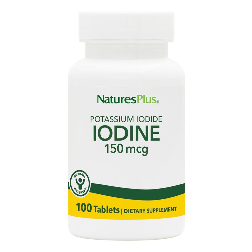 NaturesPlus Kaliumjodid - 150 mcg, 100 tabletter - Vegan, Glutenfri - 100 portioner
