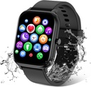Smart Watch för män kvinnor som är kompatibla med iPhone Samsung Android Phone 1.83 tum Full Touch Screen IP68 Waterproof Bluetooh Fitness Tracker Heart Rate/Sleep Monitor, Black