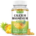Calcium Magnesium Zink Gummies, Calcium Magnesium 2:1 Ratio med vitamin D3, K2, B6, B12 för benstyrka, muskelfunktion och nervhälsa, Extra Absorption Formel, Vegan, Pineapple Flavor 60 Gummies