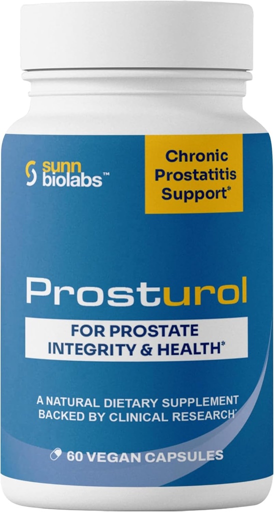 Prosturol | Prostatit Behandling | CPPS | Extra Strength Discomfort Relief & Prostate Supplement för Män med Quercetin, Saw Palmetto, Enzymes, för Pelvic Health - 60 kapslar