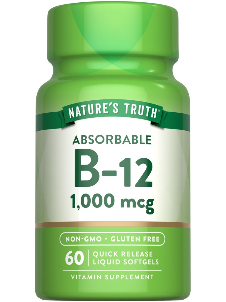 Naturens Sanning Vitamin B12 | 1000 mcg | 60 Softgels | Non-GMO & Gluten fri tillägg