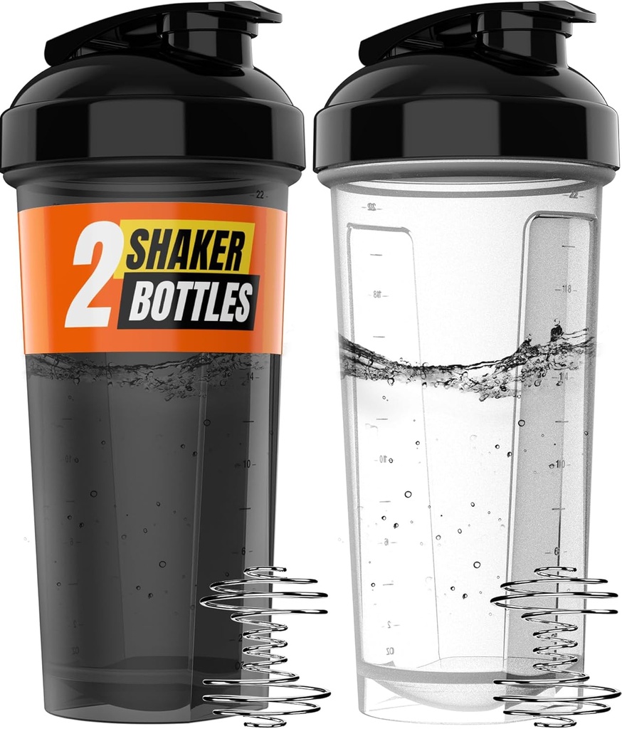 WrexX 2 Pack Protein Shaker Bottle - upp till 28oz, 2x Shaker Ball, Portable Pre Workout Whey Protein Shaker Cups för Protein Shakes, Leak Proof Shaker Bottles för proteinblandningar