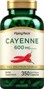 Piping Rock Cayenne Pepper Capsules | 600mg | 350 greve | Koncentrerad extrakt Supplement | Non-GMO, Gluten Free