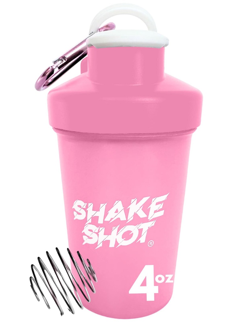 Rosa - 4oz Mini Shaker Bottle för Pre Workout, Kreatin, Små Scoop Supplements (Inte för protein) Clip & Shaker Ball