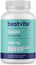 BESTVITE Coenzyme CoQ10 400mg (120 Vegetariska kapslar) Naturligt Fermenterade - Inga Stearates - Vegan - Glutenfri - Icke GMO