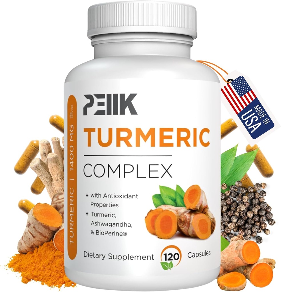 Gurkmeja Curcumin med Black Pepper & Ashwagandha - Hög Absorption Ultra Potent Turmeric Supplement med 95% Curcuminoids, BioPerine & Ashwagandha - Gurkmeja kapslar för gemensamt stöd 120 kapslar