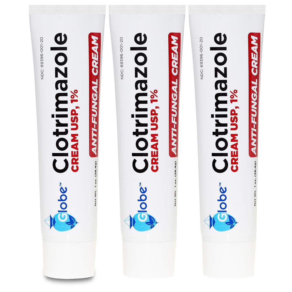 Globe Clotrimazole Antifungal Cream 1% USP, 1 uns (3 Pack), Anti Fungal Behandling, lindrar klåda, brinnande, sprickning och skalning associerade idrottare fot, Jock Itch, Ringworm och mer