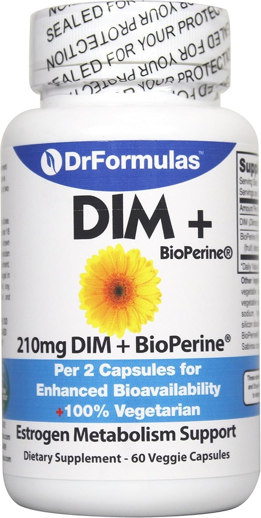 DrFormulas DIM Supplement för kvinnor och män | Komplex Detox Plus BioPerine Diindolylmetan