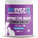 Pet Eyez Vitaminpulver för husdjur - Stöder Eye Health & Reduces Tear Stain Buildup - 100% Natural Food Topper för hundar och katter med superfoods, antioxidanter och näringsämnen - Kycklingsmak - 120 skopor