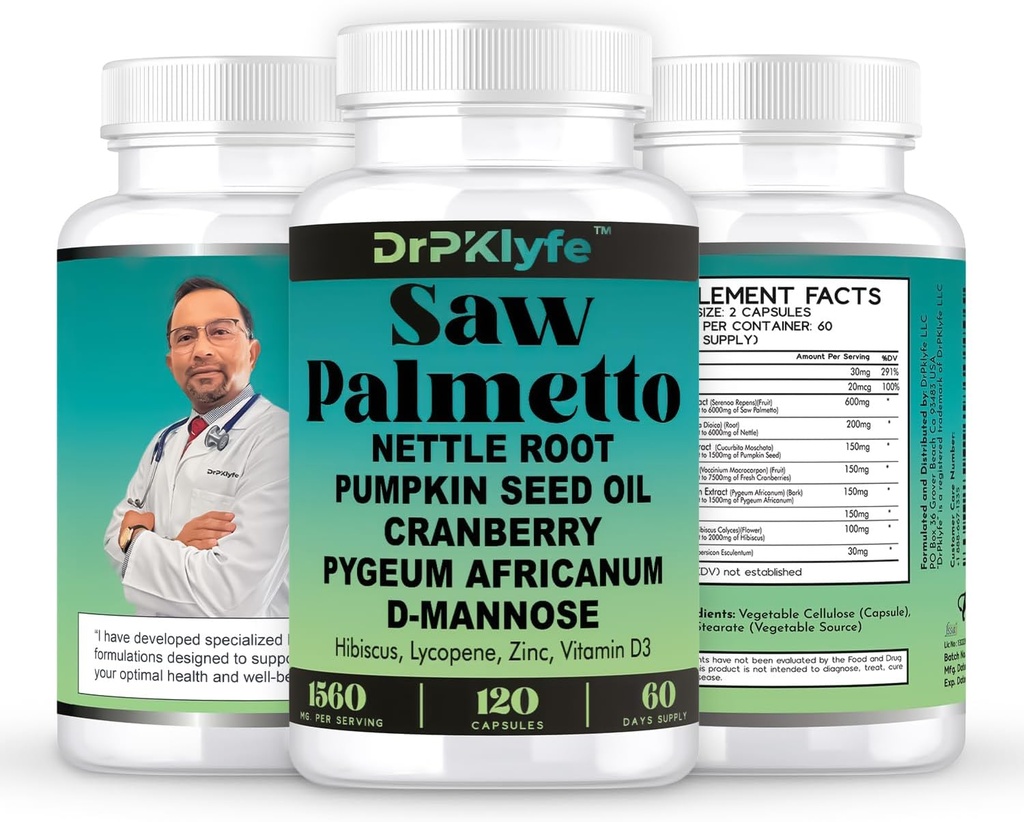 Pumpkin Seed Oil & Hair Growth Supplement med Saw Palmetto för kvinnor, DHT Blocker för män, PCOS Prostate Health, Pygeum, Lycopene, Mens Health