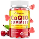 CoQ10 Gummies med PQQ - 400 MG Coenzyme Q10 High Potency, förbättrad med ayurvediska örter, Adaptogenic Mushroom Blend & Probiotika för hjärta, hjärna, energi, immunitet, Cherry Flavor, 60 Vegan Gummies