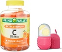 Spring Valley Extra Strength Vitamin C Dietary Supplement Vegetarian Gummies, Orange, 500 mg, 120 Ct och Gift Ice Roller för ansiktet