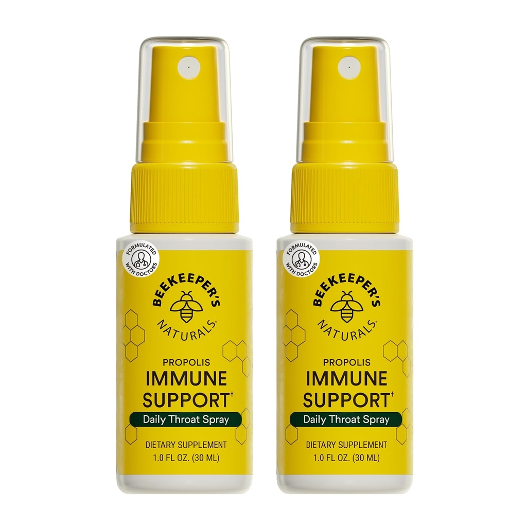 Beekeepers Naturals Propolis Throat Spray, Natural Immune Support & Sore Throat Relief - Antioxidanter, Keto, Paleo, Gluten-Free, 1,0 oz (Pack of 2)